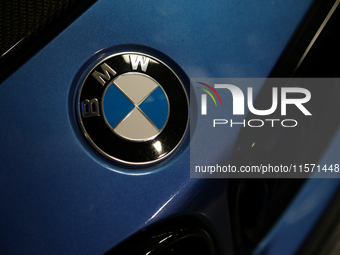 The BMW logo is seen during the Tuning Show Expo in Krakow, Poland, on September 8, 2024. (