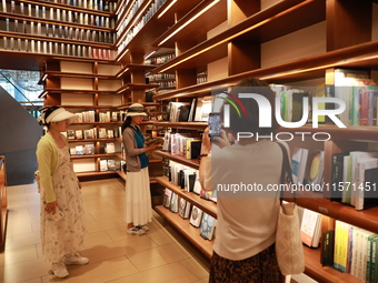 People visit TSUTAYA BOOKS in Xi'an, China, on September 13, 2024. On September 9, Xi'an TSUTAYA BOOKS issues a notice of closure and will c...