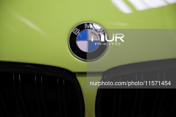 The BMW logo is seen during the Tuning Show Expo in Krakow, Poland, on September 8, 2024. 