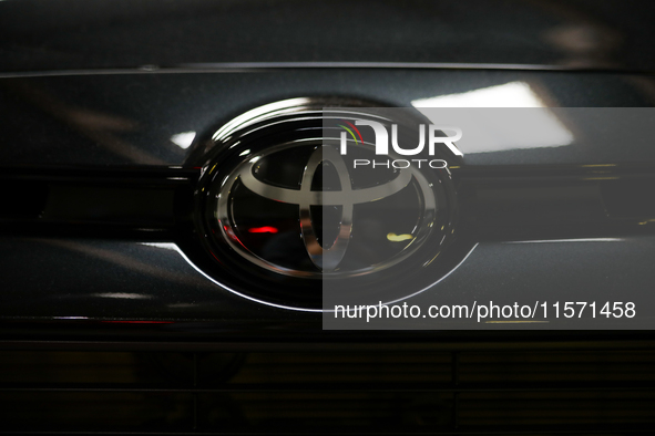 The Toyota logo is seen during the Tuning Show Expo in Krakow, Poland, on September 8, 2024. 