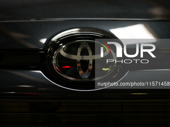 The Toyota logo is seen during the Tuning Show Expo in Krakow, Poland, on September 8, 2024. (