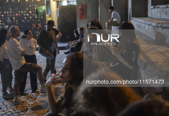 Iranian youths gather at Adrenaline Park in Tehran, Iran, on September 13, 2024. Amir Badri, an Iranian stuntman and award winner of the Scr...