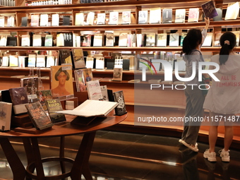 People visit TSUTAYA BOOKS in Xi'an, China, on September 13, 2024. On September 9, Xi'an TSUTAYA BOOKS issues a notice of closure and will c...