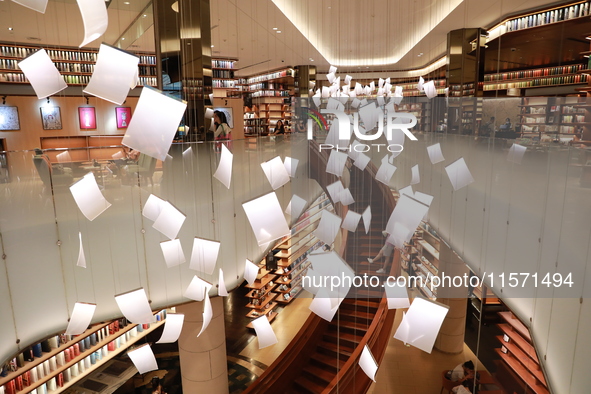 People visit TSUTAYA BOOKS in Xi'an, China, on September 13, 2024. On September 9, Xi'an TSUTAYA BOOKS issues a notice of closure and will c...