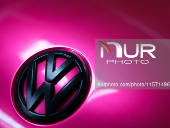 The Volkswagen logo is seen during the Tuning Show Expo in Krakow, Poland, on September 8, 2024. (