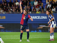 Ewa Pajor plays during the match between FC Barcelona Women and Real Sociedad Women, corresponding to week 2 of the Liga F, at the Johan Cru...