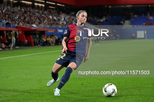 Ona Batlle plays during the match between FC Barcelona Women and Real Sociedad Women, corresponding to week 2 of the Liga F, at the Johan Cr...