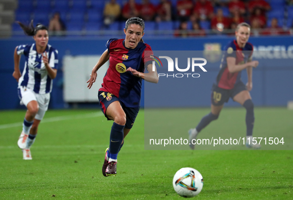 Aitana Bonmati plays during the match between FC Barcelona Women and Real Sociedad Women, corresponding to week 2 of the Liga F, at the Joha...