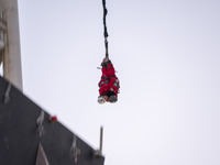 Two young Iranian women perform a bungee jump from a 40-meter rig at Adrenaline Park in Tehran, Iran, on September 13, 2024. Adrenaline Park...