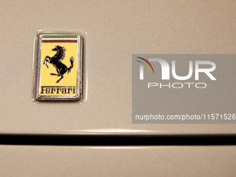 The Ferrari logo is seen during the Tuning Show Expo in Krakow, Poland, on September 8, 2024. (