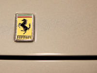 The Ferrari logo is seen during the Tuning Show Expo in Krakow, Poland, on September 8, 2024. (