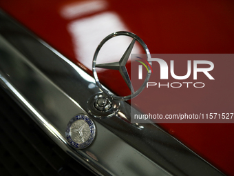 The Mercedes-Benz logo is seen during the Tuning Show Expo in Krakow, Poland, on September 8, 2024. (