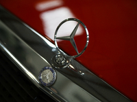 The Mercedes-Benz logo is seen during the Tuning Show Expo in Krakow, Poland, on September 8, 2024. (