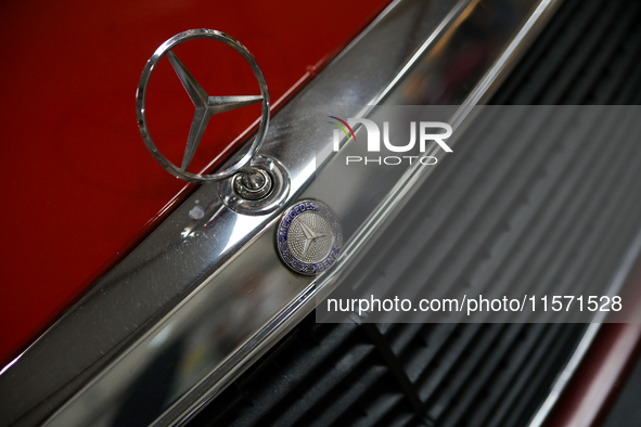 The Mercedes-Benz logo is seen during the Tuning Show Expo in Krakow, Poland, on September 8, 2024. 