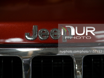 The Jeep logo is seen during the Tuning Show Expo in Krakow, Poland, on September 8, 2024. (