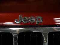 The Jeep logo is seen during the Tuning Show Expo in Krakow, Poland, on September 8, 2024. (