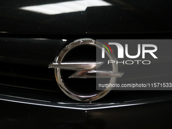 The Opel logo is seen during the Tuning Show Expo in Krakow, Poland, on September 8, 2024. (