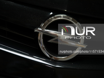 The Opel logo is seen during the Tuning Show Expo in Krakow, Poland, on September 8, 2024. (