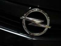 The Opel logo is seen during the Tuning Show Expo in Krakow, Poland, on September 8, 2024. (