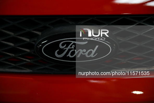 The Ford logo is seen during the Tuning Show Expo in Krakow, Poland, on September 8, 2024. 