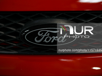 The Ford logo is seen during the Tuning Show Expo in Krakow, Poland, on September 8, 2024. (