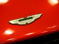 The Aston Martin logo is seen during the Tuning Show Expo in Krakow, Poland, on September 8, 2024. (