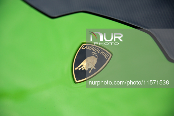 The Lamborghini logo is seen during the Tuning Show Expo in Krakow, Poland, on September 8, 2024. 