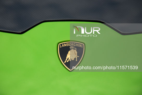 The Lamborghini logo is seen during the Tuning Show Expo in Krakow, Poland, on September 8, 2024. 