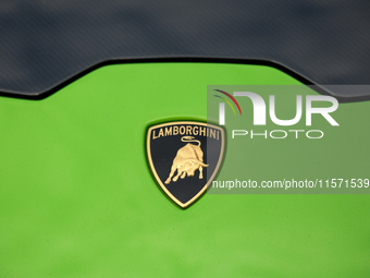 The Lamborghini logo is seen during the Tuning Show Expo in Krakow, Poland, on September 8, 2024. (