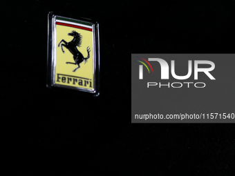 The Ferrari logo is seen during the Tuning Show Expo in Krakow, Poland, on September 8, 2024. (