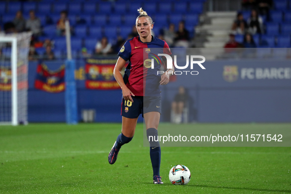 Fridolina Rolfo plays during the match between FC Barcelona Women and Real Sociedad Women, corresponding to week 2 of the Liga F, at the Joh...