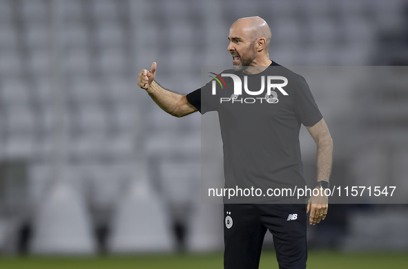 Al Sadd SC head coach Felix Sanchez Bas reacts during the Ooredoo Qatar Stars League 24/25 match between Al-Sadd SC and Umm Salal SC at Jass...