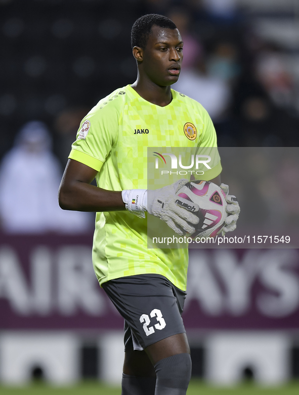 Umm Salal SC goalkeeper Landing Badji plays in the Ooredoo Qatar Stars League 24/25 match between Al-Sadd SC and Umm Salal SC at Jassim bin...