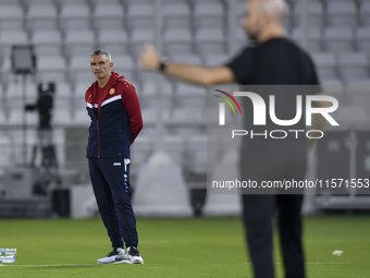 Umm Salal SC head coach Patrice Carteron reacts during the Ooredoo Qatar Stars League 24/25 match between Al-Sadd SC and Umm Salal SC at Jas...