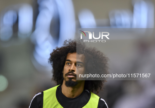 Akram Hassan Afif of Al Sadd SC plays in the Ooredoo Qatar Stars League 24/25 match between Al-Sadd SC and Umm Salal SC at Jassim bin Hamad...