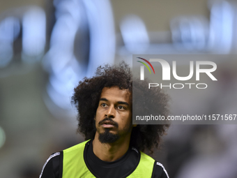 Akram Hassan Afif of Al Sadd SC plays in the Ooredoo Qatar Stars League 24/25 match between Al-Sadd SC and Umm Salal SC at Jassim bin Hamad...