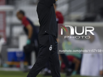 Al Sadd SC head coach Felix Sanchez Bas reacts during the Ooredoo Qatar Stars League 24/25 match between Al-Sadd SC and Umm Salal SC at Jass...