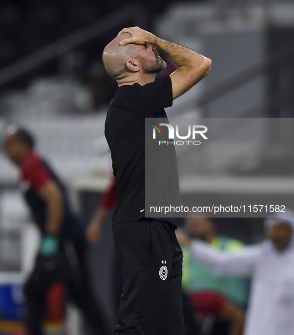 Al Sadd SC head coach Felix Sanchez Bas reacts during the Ooredoo Qatar Stars League 24/25 match between Al-Sadd SC and Umm Salal SC at Jass...