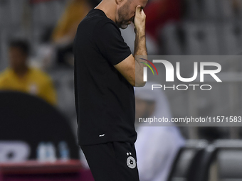 Al Sadd SC head coach Felix Sanchez Bas reacts during the Ooredoo Qatar Stars League 24/25 match between Al-Sadd SC and Umm Salal SC at Jass...