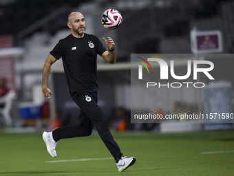 Al Sadd SC head coach Felix Sanchez Bas reacts during the Ooredoo Qatar Stars League 24/25 match between Al-Sadd SC and Umm Salal SC at Jass...