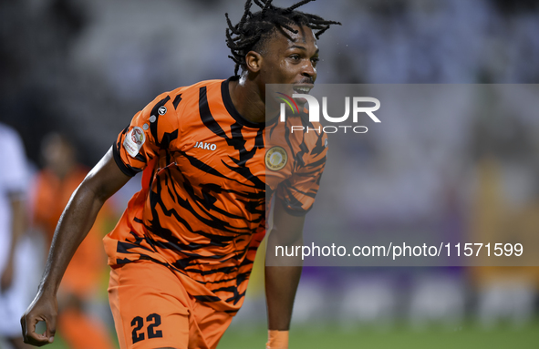 Edidiong Nigerian of Umm Salal SC celebrates after scoring the goal during the Ooredoo Qatar Stars League 24/25 match between Al-Sadd SC and...