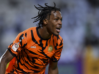 Edidiong Nigerian of Umm Salal SC celebrates after scoring the goal during the Ooredoo Qatar Stars League 24/25 match between Al-Sadd SC and...