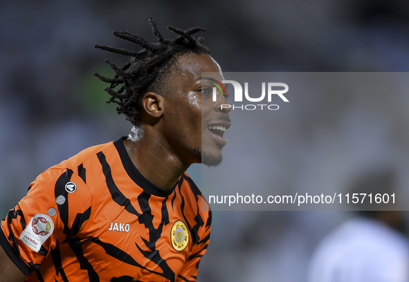 Edidiong Nigerian of Umm Salal SC celebrates after scoring the goal during the Ooredoo Qatar Stars League 24/25 match between Al-Sadd SC and...