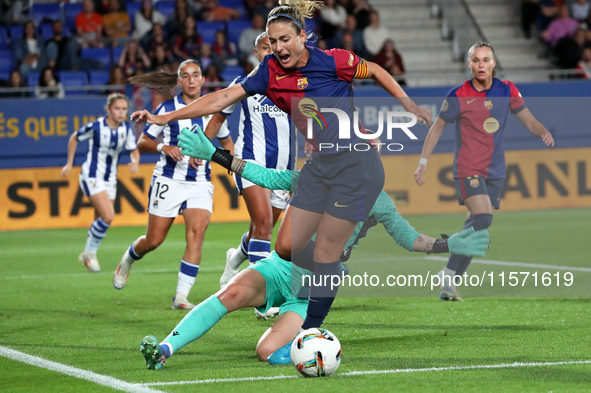 Alexia Putellas and Elena Lete play during the match between FC Barcelona Women and Real Sociedad Women, corresponding to week 2 of the Liga...