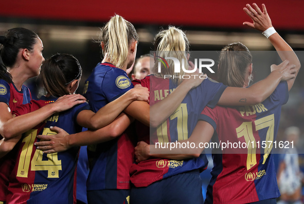 Alexia Putellas celebrates a goal during the match between FC Barcelona Women and Real Sociedad Women, corresponding to week 2 of the Liga F...