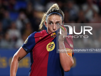 Alexia Putellas celebrates a goal during the match between FC Barcelona Women and Real Sociedad Women, corresponding to week 2 of the Liga F...