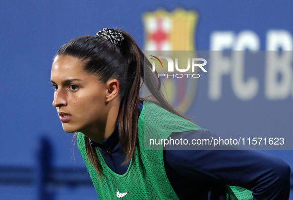 Francisca Nazareth plays during the match between FC Barcelona Women and Real Sociedad Women, corresponding to week 2 of the Liga F, at the...