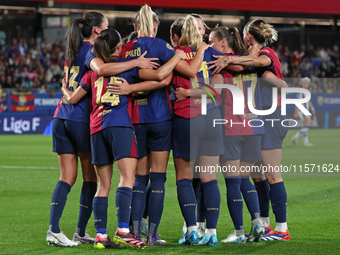 Alexia Putellas celebrates a goal during the match between FC Barcelona Women and Real Sociedad Women, corresponding to week 2 of the Liga F...