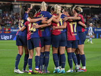 Alexia Putellas celebrates a goal during the match between FC Barcelona Women and Real Sociedad Women, corresponding to week 2 of the Liga F...