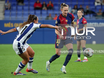 Caroline Graham Hansen and Cecilia Marcos play during the match between FC Barcelona Women and Real Sociedad Women, corresponding to week 2...